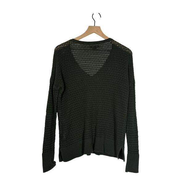 American Eagle Pullover Sweater Size Small Green V-Neck Cable Knit Preppy - Picture 2 of 9